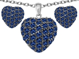 Original Star K™ Created Sapphire Puffed Heart Love Pendant Box Set with matching earrings