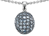 Original Star K™ Oval Puffed Pendant with Simulated Aquamarine