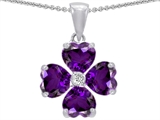 Celtic Love by Kelly 6mm Heart Shape Genuine Amethyst Lucky Clover Pendant