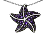 Original Star K™ Starfish Pendant With Round Simulated Amethyst