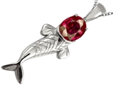 Original Star K™ Fish Pendant With Oval Created Ruby