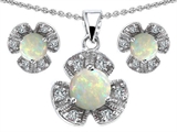 Original Star K™ Created Opal Flower Pendant Box Set With Matching Earrings