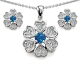 Original Star K™ Created Blue Opal Flower Pendant Box Set With Matching Earrings