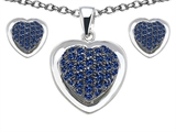 Original Star K™ Created Sapphire Heart Shape Love Pendant Box Set with matching earrings