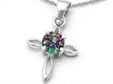 Original Star K™ Round Rainbow Mystic Topaz Cross Pendant