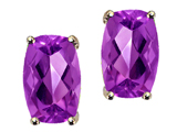 Tommaso Design™ Checkerboard Cushion Cut Genuine Amethyst Earrings