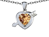Original Star K™ Heart With Arrow Love Pendant With Simulated Imperial Yellow Topaz