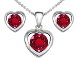 Original Star K™ Created Ruby Heart Pendant with Free Box Set matching earrings