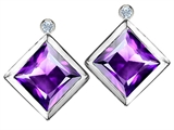Original Star K™ Square Genuine Amethyst Earring Studs With High Post On Back