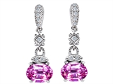 Original Star K™ Created Pink Sapphire 1.50 Inch Hanging Drop Earrings