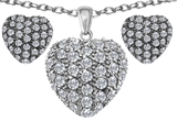 Original Star K™ Cubic Zirconia Puffed Heart Love Pendant Box Set with matching earrings