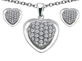 Original Star K™ Cubic Zirconia Heart Shape Love Pendant Box Set with matching earrings