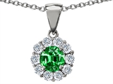 Original Star K™ Round Simulated Emerald Pendant