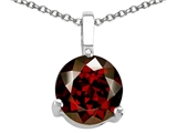 Tommaso Design™ Round Genuine Garnet Solitaire Pendant