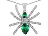 Original Star K™ Spider Pendant With Pear Shape Simulated Emerald