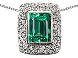 Original Star K™ Emerald Cut Simulated Emerald Pendant