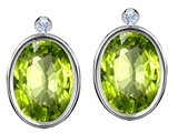 Original Star K™ Oval Genuine Peridot Earring Studs With High Post On Back