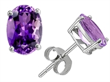 Original Star K™ Classic Oval 7x5mm Genuine Amethyst Earring Studs