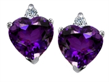 Original Star K™ 7mm Heart Shape Genuine Amethyst Earrings