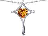 Original Star K™ Large Christian Cross Of Love Pendant With Heart 8mm Genuine Citrine