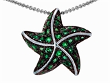 Original Star K™ Starfish Pendant With Round Simulated Emerald