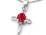 Original Star K™ Round Created Ruby Cross Pendant