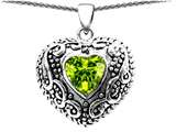 Original Star K™ Bali Style Puffed Heart Hand Finished Heart Shape 7mm Genuine Peridot Pendant