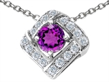 Original Star K™ Round Genuine Amethyst Pendant