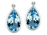 Original Star K™ Pear Shape Genuine Blue Topaz Earring Studs With High Post On Back