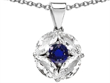 Original Star K™ Round Created Blue Sapphire Pendant
