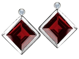 Original Star K™ Square 7mm Genuine Garnet Earring Studs With High Post On Back