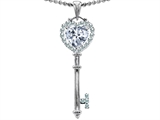 Original Star K™ Key To My Heart Love Pendant With 7mm Heart Shape Genuine White Topaz