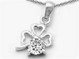 Celtic Love by Kelly Round White Topaz Lucky Clover Pendant