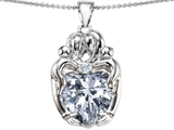 Original Star K™ Large Loving Mother and Twins Family Pendant with Heart Shape 12mm Genuine White Topaz