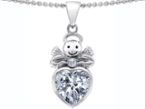 Original Star K™ Love Angel Pendant with 10mm Genuine White Topaz Heart