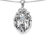 Original Star K™ Large Loving Mother and Twins Family Pendant With Heart Shape 12mm Genuine White Topaz