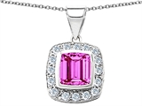 Original Star K™ Square Cushion Cut 8mm Created Pink Sapphire Pendant