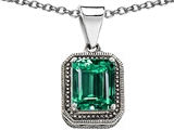 Original Star K™ Bali Style Emerald Cut 10x8mm Simulated Emerald Pendant