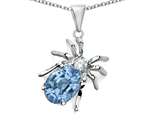 Original Star K™ Spider Pendant With 9x7mm Oval Simulated Aquamarine