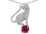 Original Star K™ Cat Pendant With Round 7mm Created Ruby