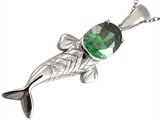 Original Star K™ Fish Pendant With Oval Simulated Emerald