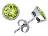 Original Star K™ Classic Bezel Set Earring Studs with Round 6mm Genuine Peridot