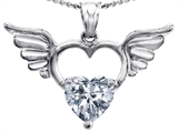 Original Star K™ Wings Of Love Birthstone Pendant with 8mm Heart Shape Genuine White Topaz