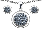 Original Star K™ Simulated Aquamarine Round Puffed Pendant Box Set with matching earrings