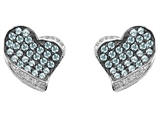 Original Star K™ Heart Shape Love Earrings With Simulated Aquamarine