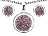 Original Star K™ Created Pink Sapphire Round Puffed Pendant Box Set with matching earrings