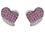 Original Star K™ Heart Shape Love Earrings With Created Pink Sapphire