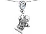 Original Star K™ Little Boy Holding a Balloon Mother Birthstone Genuine White Topaz Pendant
