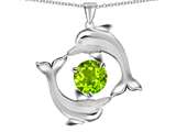 Original Star K™ Round 6mm Genuine Peridot Dolphin Pendant