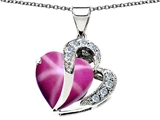 Original Star K™ Large 12mm Heart Shape Created Star Ruby Heart Pendant with Sterling Silver Chain